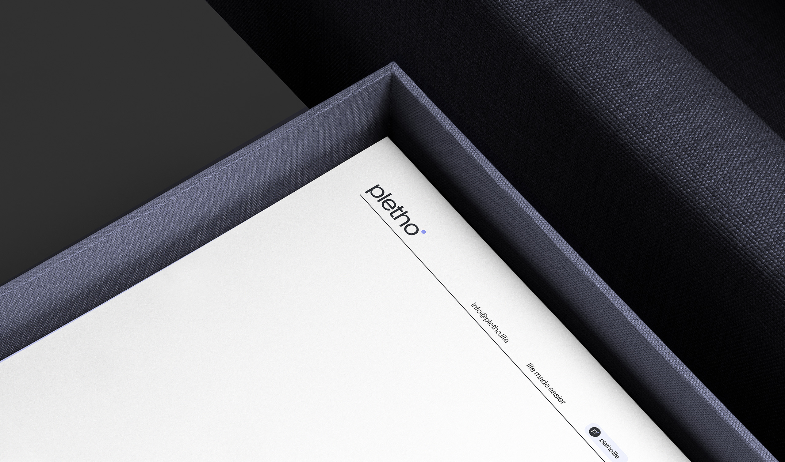 Pletho visual identity — branded merchandise and packaging health technology startup